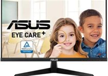 ASUS VY249HE 23.8” Eye Care Monitor, 1080P Full HD, 75Hz, IPS, Adaptive-Sync/Sync, Eye Care Plus, Color Augmentation, Rest Reminder, HDMI VGA, Frameless, VESA Wall Mountable, BLACK