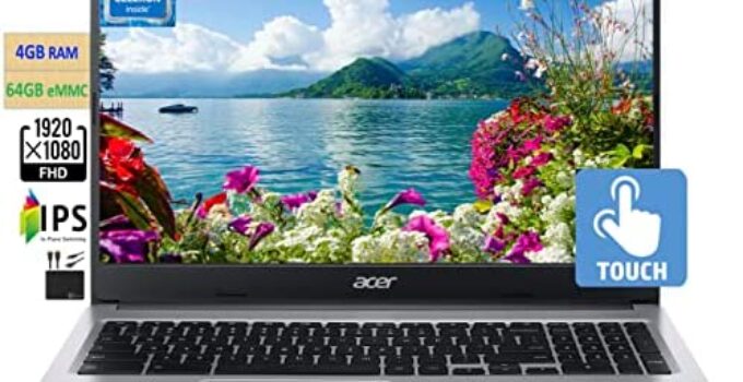 Acer 2023 Newest Chromebook 15.6″ FHD 1080p IPS Touchscreen Light Computer Laptop, Due-core Intel Celeron N4020, 4GB RAM, 64GB eMMC, HD Webcam, WiFi 5, 12+ Hours Battery, Chrome OS, w/Marxsolcables
