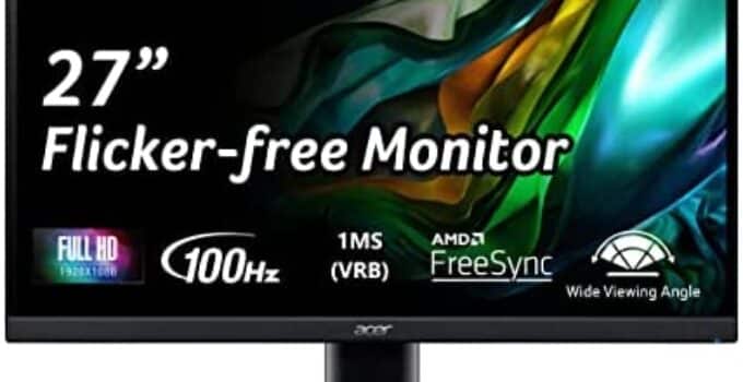 Acer KB272 Hbi 27″ Full HD (1920 x 1080) Zero-Frame Gaming Office Monitor | AMD FreeSync Technology | 100Hz | 1ms (VRB) | Low Blue Light | Tilt | HDMI & VGA Ports