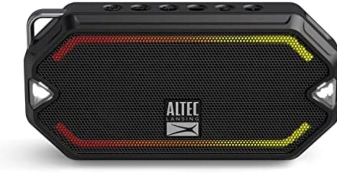 Altec Lansing HydraMini Wireless Bluetooth Speaker, IP67 Waterproof USB C Rechargeable Battery with 6 Hours Playtime, Compact, Shockproof, Snowproof, Everything Proof (Black)