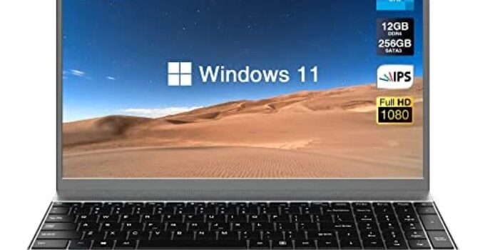 BiTECOOL Windows 11 Laptop, 15.6 inches Full HD IPS Display, Intel Celeron N4120 Quad Core, 12GB RAM and 256GB SSD Laptop Computer, 2.4/5G WiFi, BT4.2, Full Size Keyboard and Ultra Slim