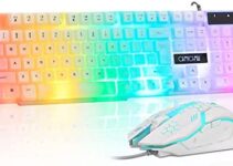 CHONCHOW LED Keyboard and Mouse Combo, 104 Keys Rainbow Backlit Keyboard and 7 Color RGB Mouse, White Gaming Keyboard and Mouse Combo for PC Laptop Xbox PS4 Gamers and Work