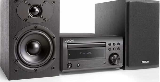 Denon D-M41 Home Theater Mini Amplifier and Bookshelf Speaker Pair – Compact HiFi Stereo System with CD, FM/AM Tuner and Wireless Bluetooth Music | Perfect for Small Rooms and Home Cinema