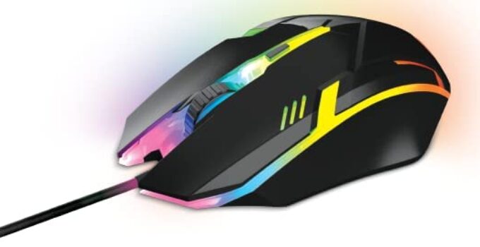 GAME PUNK Phantazma Wired Gaming Mouse |Gaming Accessories, Computer Mouse with RGB LED Lights |Ergonomic Mouse for Gaming PC |Compatible w/Laptops, PS5, Xbox Series X/S | Up to 1500 DPI Support Mode