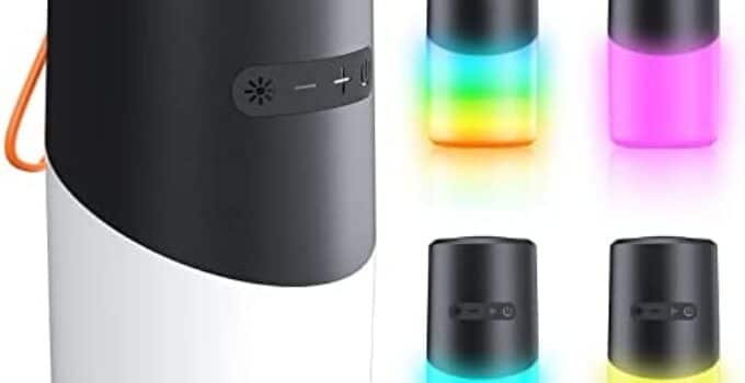 Gridspace Wireless Bluetooth Outdoor Speaker with 7 Color LED Lights,Supported TWS Pairing – TF – Bluetooth 5.3 – Built-in Mic IPX5 Waterproof Night Light Bluetooth Speaker for Home, Party, Travel