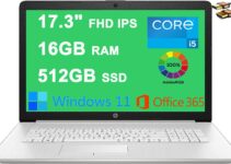HP 17 Business Laptop 17.3In FHD IPS (300 nits, 100% sRGB) 11th Gen Intel Quad-Core i5-1135G7 (Beats i7-1065G7) 16GB RAM 512GB SSD Iris Xe Graphics Office365 Win11 Silver + HDMI Cable, Laptop, DDR4 |