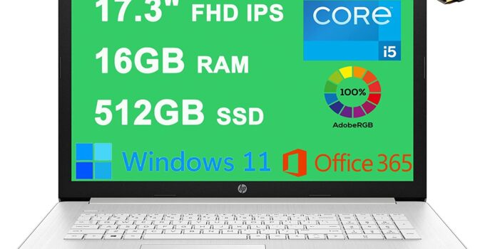HP 17 Business Laptop 17.3In FHD IPS (300 nits, 100% sRGB) 11th Gen Intel Quad-Core i5-1135G7 (Beats i7-1065G7) 16GB RAM 512GB SSD Iris Xe Graphics Office365 Win11 Silver + HDMI Cable, Laptop, DDR4 |