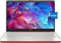 HP 2023 Newest 15.6″ HD Laptop, Intel Quad-core Pentium Processor, 16GB RAM, 1TB SSD, HD Webcam, Wi-Fi, Bluetooth, Windows 10 Home in S Mode, Red