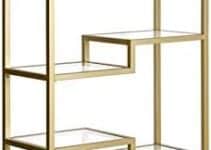 Henn&Hart 68″ Tall Rectangular Bookcase in Brass, for Home Office, Living Room