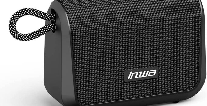 Inwa Portable Bluetooth Speakers, Outdoor Waterproof Speaker Bluetooth Wireless, 8W 12H Small Bluetooth 5.1 Speaker with Hand-Free Call for Indoor Home, Outdoor Travel (Black)