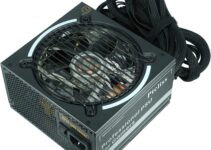 Ptcliss 650W GD650S ATX Gaming PC Power Supply 80+ Bronze PSU Non-Modular Power Supply Flat Black Cables RGB LED Fan
