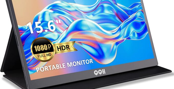 QQH Portable Monitor, 15.6" Portable Computer Monitor HDMI 1080P FHD USB C Laptop Monitor Display IPS Second Screen, Gaming Monitor with Smart Cover, External Dual Monitor for Phone PC MAC PS4 Xbox