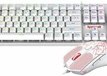 Redragon S107 Gaming Keyboard and Mouse Combo Wired Mechanical Feel RGB LED Backlit Keyboard 3200 DPI Gaming Mouse for Windows PC (White)