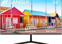SANSUI Monitor 24 inch 100Hz IPS USB Type-C FHD 1080P Computer Display Built-in Speakers HDMI DP HDR10 Game RTS/FPS Tilt Adjustable for Working and Gaming (ES-24X3 Type-C Cable & HDMI Cable Included)