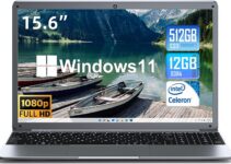 SGIN 15.6 Inch Laptop Windows 11 Laptops 12GB DDR4 512GB SSD (TF 512GB), Intel Celeron N5095 Processor(Up to 2.9GHz), FHD 1920×1080 Notebook with 2xUSB 3.0, Dual Band WiFi, Bluetooth 4.2(Gray)