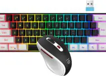 Snpurdiri 2.4G Wireless Gaming Keyboard and Mouse Combo, Include Small 60% Merchanical Feel Keyboard, Ergonomic Design Mini Wireless Mouse(Black and White)