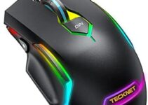 TECKNET RGB Wired Gaming Mouse with 11 Backlit Modes, 8-Level 16,000 DPI Adjustable, PC Gaming Mice with 9 Programmable Buttons, Ergonomic LED Backlit Computer USB Mouse for Laptop/PC/Windows/Gamer