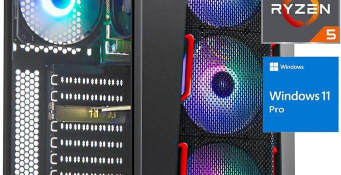 TJJ Snake Gaming PC Desktop Computer – AMD Ryzen 5 5600G 3.9 GHz (Beat i7-8700K), Radeon RX Vega 7 Graphics, 16GB DDR4 3200, 512GB NVMe M.2 SSD, WiFi 6E, Keyboard & Mouse Combo, Windows 11 Pro