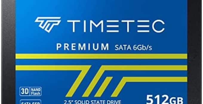 Timetec 512GB SSD 3D NAND QLC SATA III 6Gb/s 2.5 Inch 7mm (0.28″) Read Speed Up to 550 MB/s SLC Cache Performance Boost Internal Solid State Drive for PC Computer Desktop and Laptop (512GB)