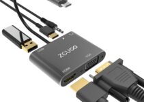USB C Hub to HDMI VGA Multiport Adapter, ZCUOO 5-in-1 USB C to vga Multi-Port Adapter is Compatible with Type-C interfaces Such as USB 3.0 laptops and Nintendo (HDMI VGA USB PD100W Audio)