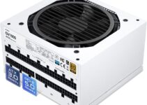 Vetroo 1000W White Power Supply ATX 3.0 Ready Dual PCIe 5.0, 80 Plus Gold Full Modular, Compact Size, Japanese 105°C Capacitors, Eco Mode with 120mm FDB Fan, 10 Year Warranty, for Gaming PC and More