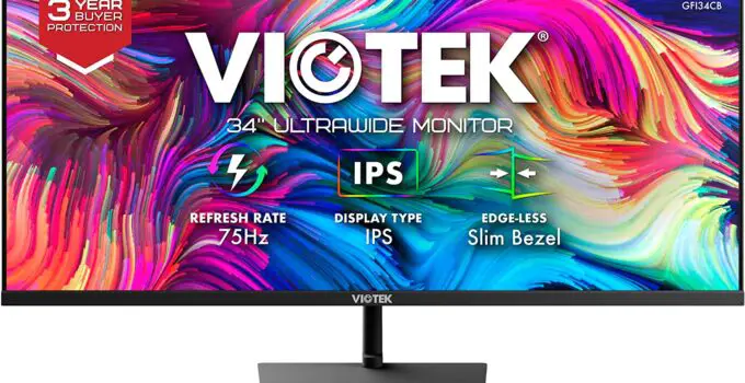 Viotek GFI34CB 34-Inch IPS Ultrawide Full HD Monitor | 21:9 2560 x 1080p | 75Hz 7ms (OD) | FreeSync & G-Sync-Compatible | 2X HDMI 2.0, DP | Zero Dead Pixel Warranty