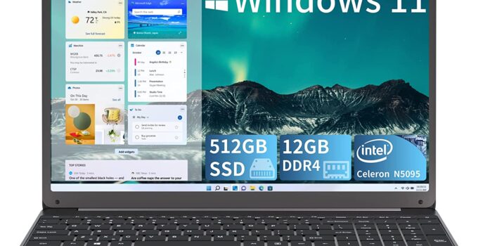 WAICID Laptop 15.6 Inch, 512GB SSD 12GB DDR4, Intel Celeron N5095(4M Cache, up to 2.9 GHz), Windows 11 Laptops Computer with USB Type-C, IPS FHD 1080P Display, 5G/2.4Ghz WiFi, 2*USB 3.0, Bluetooth 4.2