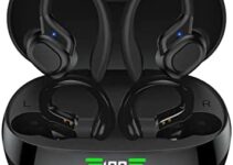 Wireless Earbuds Bluetooth 5.3 Sport Ear Buds Bluetooth Headphones 120H Playtime Headset Touch Control IPX7 Waterproof LED Battery Display Charging Case HiFi Stereo ENC Noise Cancelling Earphone Black