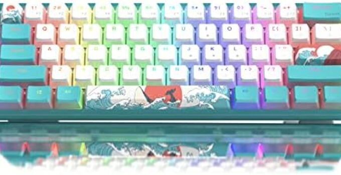 Womier 60% Percent Keyboard, WK61 Mechanical RGB Wired Gaming Keyboard，Hot-Swappable Keyboard Blue Sea Theme with PBT Keycaps for Windows PC Gamers – Red Switch