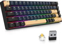 surmen GT68 65% Wireless Mechanical Gaming Keyboard 60 Percent RGB Hot-Swappable 68-Key Compact Keyboard Bluetooth5.0/2.4G/USB with Red Switch (Gateron Yellow, Blue Samurai 68)