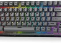FANTECH MAXFIT81 Wireless Mechanical Keyboard PBT Keycaps RGB 75% Gaming Keyboard with Customizable OLED Display & Knob, Hot Swappable Modular Sound Proofing Base, Gateron Yellow Switch, Black