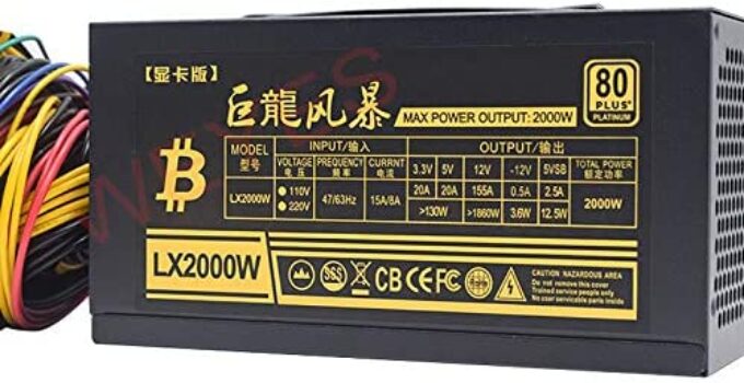 2000W PSU Power Supply for Computer 8 Video Card Mining Bitcoin Miner ATX PC 110V-220V ETH ETC ZEC ZCASH DGB XMR