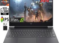 2022 Newest HP Victus 15.6" FHD IPS 144Hz Gaming Laptop, 8-Core AMD Ryzen 7 5800H (Upto 4.4GHz), NVIDIA GeForce RTX 3050 Ti, 16GB RAM, 512GB PCIe SSD, Backlit KB,HD Webcam, Wifi 6, Win 11+MarxsolCable