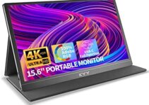 4K Portable Monitor – KYY 15.6” 3840×2160 UHD USB-C Monitor, 100% Adobe RGB, 400cd/㎡, IPS Computer Gaming Display HDR Travel Monitor w/Speakers & Smart Cover for Laptop Xbox PS5 Switch PC Phone