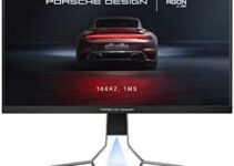 AOC Porsche Design Agon PRO PD32M 32″ Gaming Monitor, 4K UHD 3840×2160,144Hz 1ms, DisplayHDR 1400, MiniLED Backlight, Xbox PS5 Switch, Height Adjustable Stand