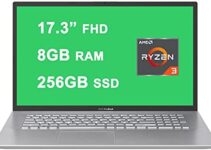 ASUS 2021 Flagship VivoBook 17 Business Laptop 17.3” FHD Display AMD Ryzen 3 3250U Processor 8GB RAM 256GB SSD USB-C SonicMaster Win10