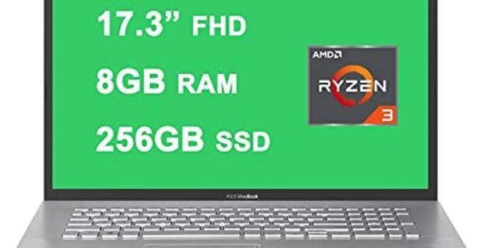 ASUS 2021 Flagship VivoBook 17 Business Laptop 17.3” FHD Display AMD Ryzen 3 3250U Processor 8GB RAM 256GB SSD USB-C SonicMaster Win10