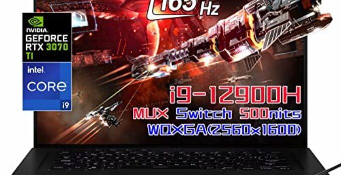 ASUS MUX ROG Zephyrus 16″ WQXGA（2560 x 1600） 165Hz Gaming Laptop-Intel Core i9-12900H, NVIDIA GeForce RTX 3070 Ti-DDR5 Memory, Thunderbolt 4, with HDMI Cable (16GB RAM|1TB PCIe 4.0 SSD)
