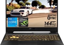 ASUS TUF F15 Gaming Laptop, 15.6″ FHD 144Hz Adaptive-Sync Display, Intel Core i5-11400H, GeForce RTX 3050, 32GB RAM, 1TB PCIe SSD, Webcam, RGB Backlit Keyboard, Wi-Fi 6, Windows 11 Home, Grey