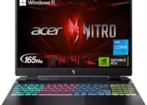 Acer Nitro 16 Gaming Laptop | Intel i5-13500H | NVIDIA GeForce RTX 4050 Laptop GPU | 16″ 2560 x 1600 165Hz IPS G-SYNC Display | 8GB DDR5 | 512GB Gen 4 SSD | Wi-Fi 6 | RGB Backlit KB | AN16-51-56VR