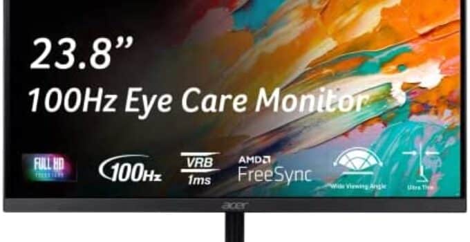 Acer SB242Y EBI 23.8″ Full HD (1920 x 1080) IPS Zero-Frame Gaming Office Monitor | AMD FreeSync Technology | Ultra-Thin Stylish Design | 100Hz | 1ms (VRB) | Low Blue Light | Tilt | HDMI & VGA Ports
