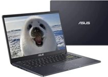 Asus 2022 14” HD Laptop, Intel Celeron N4020 Processor, 4GB RAM, 64GB eMMC Flash Memory, Graphics 500, Webcam, Stereo Speakers, Black, Windows 11S, 32GB Snowbell USB Card