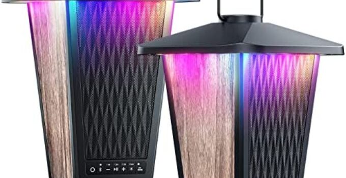 Bluetooth Speaker, 80W Outdoor Waterproof Wireless Speaker with Punchy Bass & Beat-Driven Lights Show, Multi-Sync up to 100 Speakers, Big Loud Surround Stereo Sound System for Party/Pool/Patio, 2 Pack