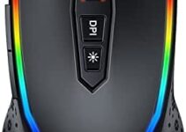 EKSA Gaming Mouse, Computer Mouse with 7 Programmable Buttons, Wired Gaming Mice with Chroma RGB 6 Backlit & Adjustable 8000DPI for Windows PC Gamers