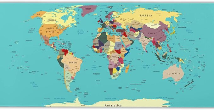Granbey Extra Large World Map Mouse Pad XXXL Mousepad Gaming Accessories Waterproof Full Desk Cover Mousepad with Stitched Edge for Laptop, Computer and PC, 35.5” x 16” World Map with Countries