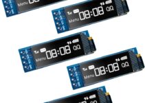 Hosyond 5 Pcs 0.91 Inch I2C OLED Display Module IIC OLED Screen DC 3.3V~5V Compatible with Arduino Raspberry PI (White Display Color)