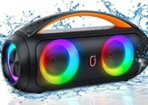 JAUYXIAN D16 Bluetooth Speaker with Subwoofer, Large Boombox Speaker, 40W Loud Stereo Sound, Heavy Bass, Outdoor Wireless Speaker with Disco Lights for Party, Bluetooth 5.3, IP65 Waterproof, TWS, TF