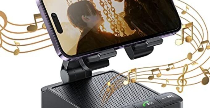 JOYROOM Unique Gifts for Men Cell Phone Stand with Wireless Bluetooth Speaker【HD Surround Sound】, 【Digital Power Display】 Bluetooth Speaker with Microphone, Birthday Gift for Dad Husband Wife Mom