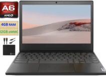 Lenovo 2022 Newest Lightweight Chromebook 3 11.6″ HD Screen Laptop Business & Student, AMD Dual-Core A6-9220C, up to 2.7 GHZ, 4GB RAM, 32GB eMMC Storage, WiFi 5, Webcam, Chrome OS +MarxsolCables