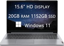 Lenovo Ideapad 1 15 HD Laptop, 2023 Newest Upgrade, Athlon Silver 3050U, 20GB RAM, 1152GB(128GB + 1TB) SSD, HDMI, Ethernet, Webcam, Wi-Fi, Bluetooth, Light-Weight, Windows 11, LIONEYE HDMI Cable